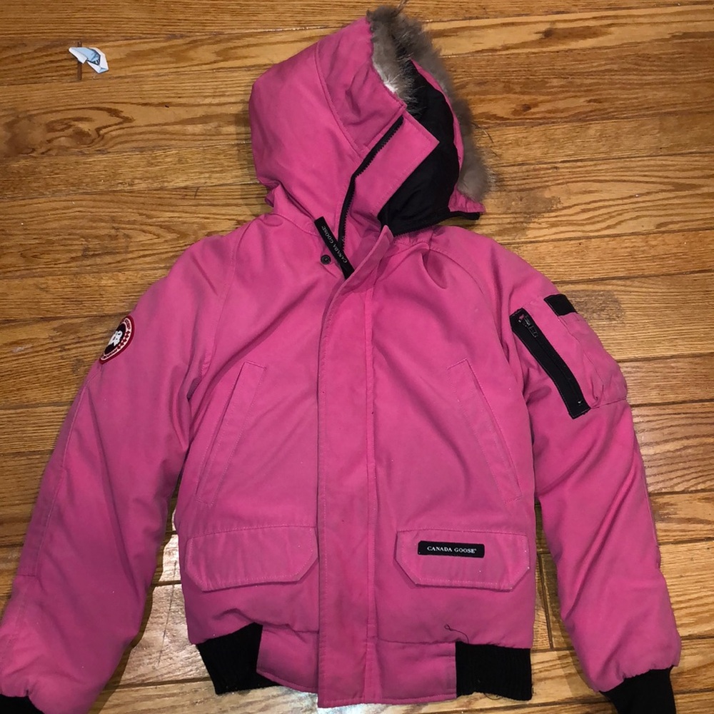 Canada Goose Vibrant Pink Parka with Fur Trim